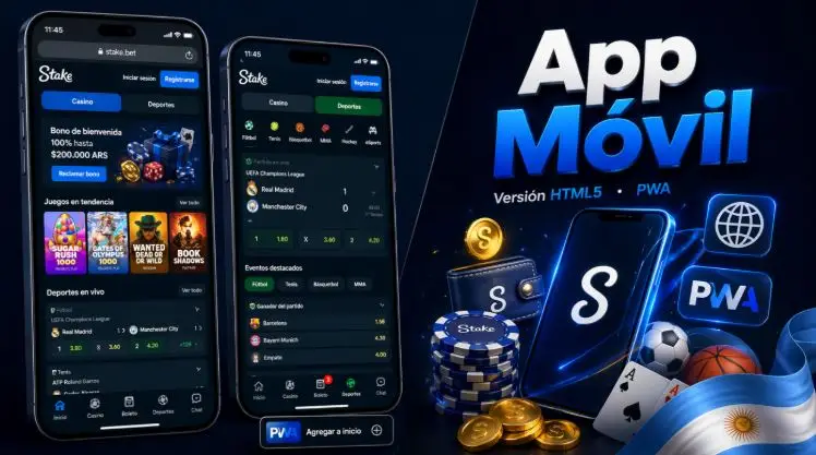 Aplicación y versión móvil de Stake