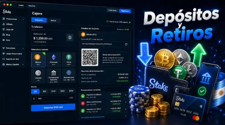 Cómo depositar y retirar en Stake