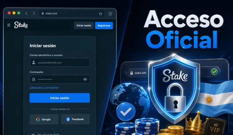 Acceso al sitio oficial de Stake